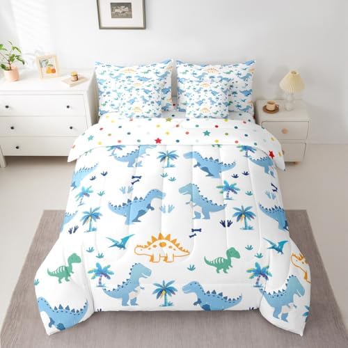 Feelyou Cute Dinosaur 7 Piece Bedding Set for Kids