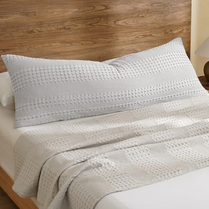 PHF Cotton Waffle Body Pillowcase 20" x 54", Light Grey, No Insert