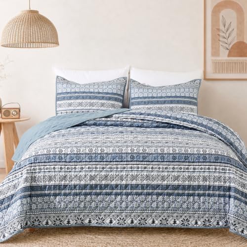 WRENSONGE Boho Queen Quilt-Bohemian Quilts Queen Size Quilt Bedding Set