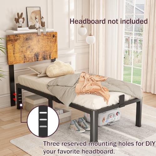 Bilily 10 Inch Low Twin Bed Frame with Round Corner Legs,3500 LBS Heavy Duty Low Profile Twin Size Metal Platform, Steel Slats Support No Box Spring Needed Easy Assembly Noise-free for Kids Room,Black