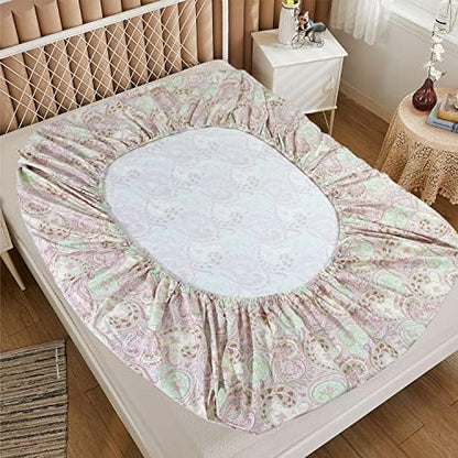 FADFAY 4 Piece Pink Paisley Bed Sheet Set Luxury Bedding Sets Designer Bedding Collections 800 Thread Count 100% Egyptian Cotton Deep Pocket Full