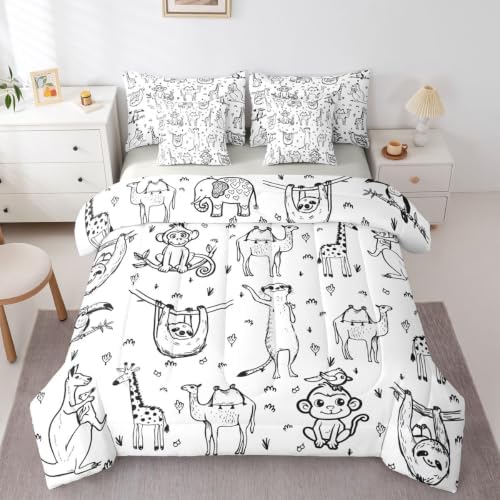Erosebridal Cartoon Animals Queen Comforter Set 7 Piece