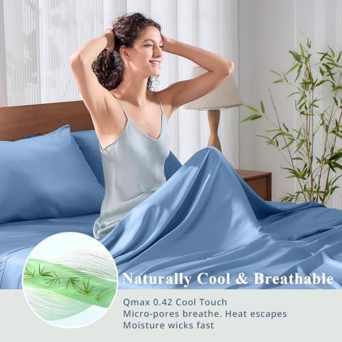 Bamboo Viscose Sheet Set California King Size, Cooling Sheets 4pcs