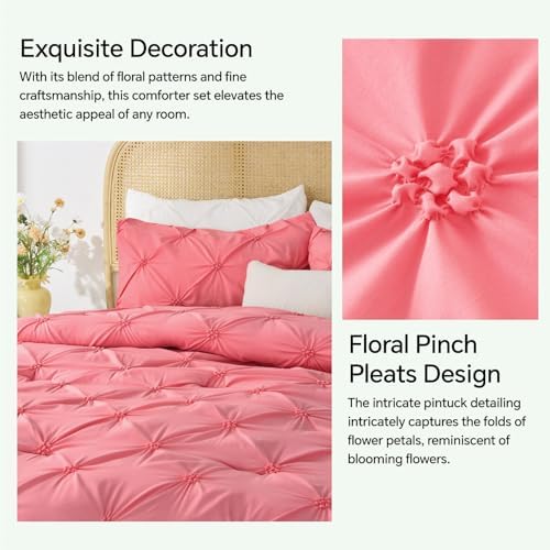 BEDELITE Twin Comforter Set Strawberry Pink,Lightweight & Soft Comforter