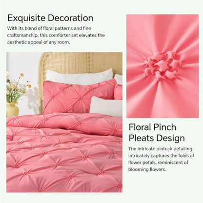 BEDELITE Twin Comforter Set Strawberry Pink,Lightweight & Soft Comforter