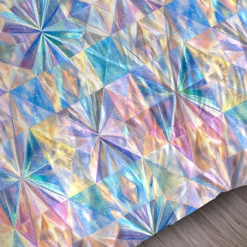 Geometric Comforter Full/Queen, Iridescent Prism Bedding for Girls