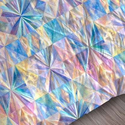 Geometric Comforter Full/Queen, Iridescent Prism Bedding for Girls