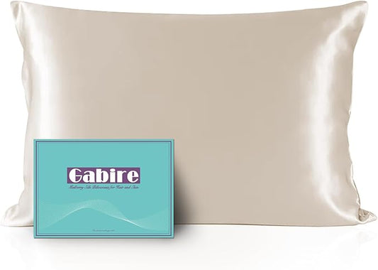 Mulberry Silk Queen Size Pillow Cases for Hair and Skin, Ultra Smooth Cooling Acne Pillow Case with Hidden Zipper Both Sides Real Silk Pillow Cases Queen (20"×30"), Beige