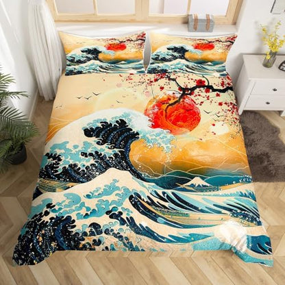 Feelyou Japanese Wave Duvet Cover Twin Size