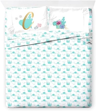 Disney Princess Full Size Comforter Set 7 Piece Kids Bedding, Blue