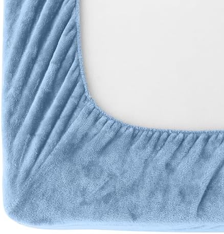 Elegant Comfort Luxuriously Soft 4-Piece Velvet Plush Flannel Sheet Set - Premium Quality - Cozy Warm, Anti-Static, Non Pilling Fuzzy Velvet Flannel Fleece Deep Pocket Sheet Set - Twin, Denim Blue