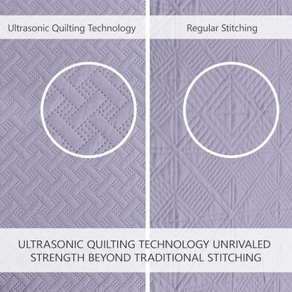 FLYMME Twin Quilt Set,Lightweight Lavender Bedspreads,Basket Weave Pattern,Ultra Soft Microfiber Bedspread Bed Coverlet 2 Pieces for All-Seasons (1 Quilt,1 Shams)