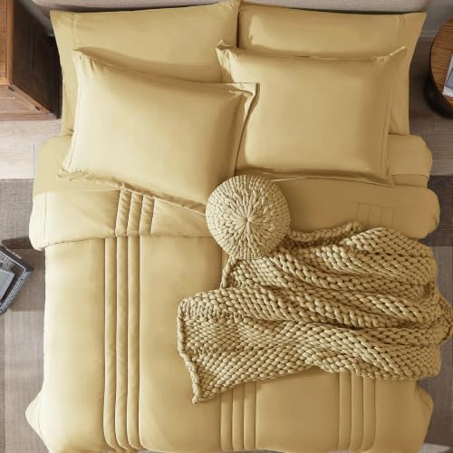 Monbix Full Size Comforter Set-7 Pieces Soft Bed in a Bag Full Bedding Sets