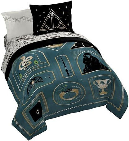 Harry Potter Queen Comforter Set 7 Piece Soft Fantasy Bedding, Blue