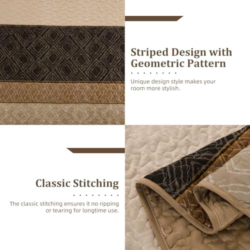Cottolester Twin Quilt Set for Dorm Bedding,2 pcs Summer Striped Bedspread