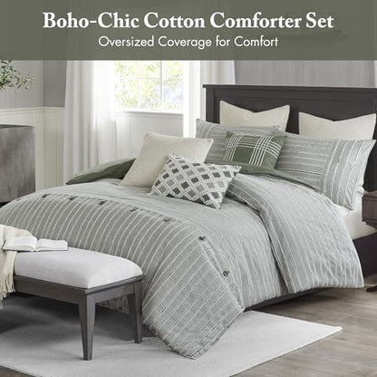 Madison Park Farmhouse King Cotton Comforter Set with Removable Cover, 9pc