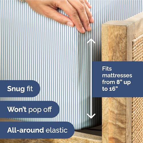 King 4 Piece Striped Sheet Set - Soft, Breathable & Cooling - Ocean Stripe