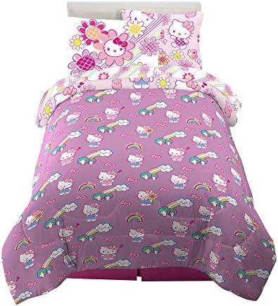 Franco Kids Bedding Super Soft Comforter and Sheet Set with Sham, 5 Piece Twin Size, Hello Kitty