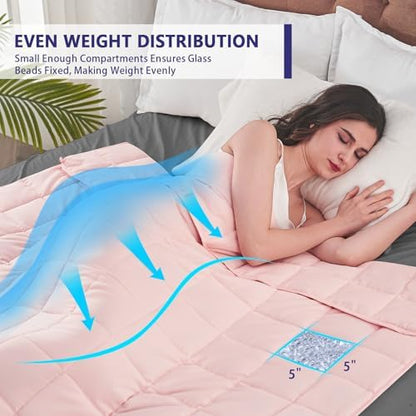 yescool Weighted Blanket for Adults 20lbs Queen Size, 60" x 80", Pink