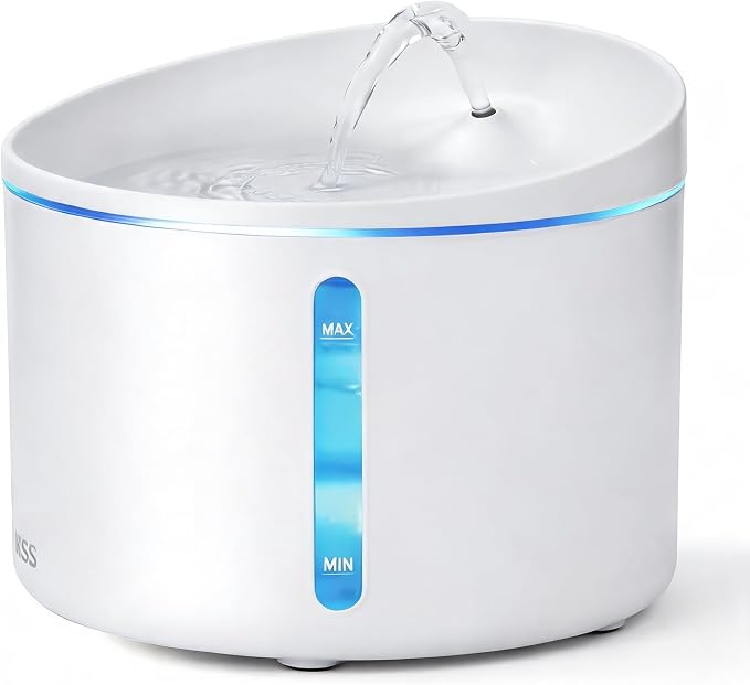DOGNESS Pet Water Fountain for Cat & Small Dog 108oz/3.2L (D06-White) | Automatic Triple Filtration System,Low-Water Alert,indoor,Melamine materials,whisper-quiet