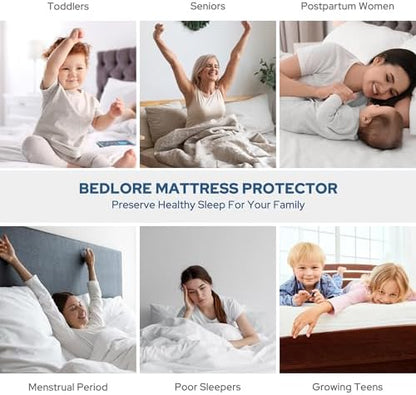 2 Pack Waterproof Mattress Protector Queen Size, Deep Pocket Fit, Washable