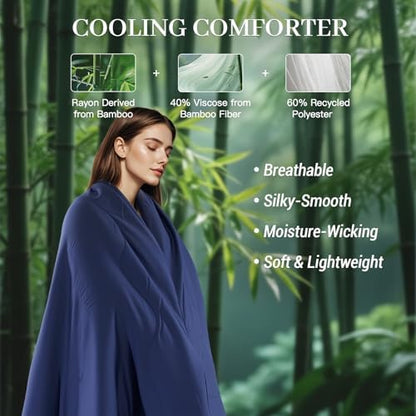 NEXHOME PRO 100% Viscose Derived from Bamboo Comforter Twin Size - Cooling & Moisture-Wicking Bedding - All Season Lightweight Design - Natural Organic Twin Duvet Insert