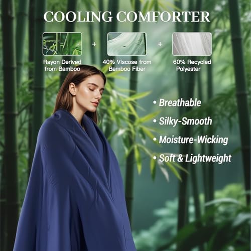 NEXHOME PRO 100% Viscose Derived from Bamboo Comforter Queen Size - Cooling & Moisture-Wicking Bedding - All Season Lightweight Design - Natural Organic Queen Duvet Insert