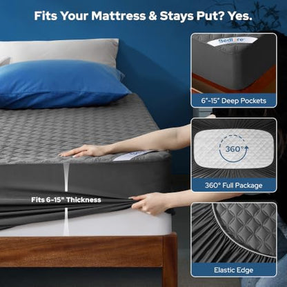 BEDLORE 2 Pack Waterproof Mattress Protector, Twin XL Size Mattress Pad