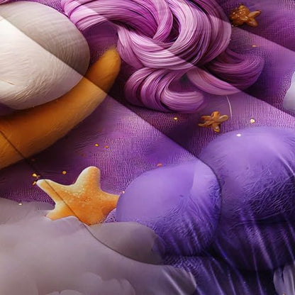 Purple Unicorn Full Bed Sheets and Comforter Set Kids Girls，Galaxy Unicorn Full Bedding Sets for Girls，with 1 Comforter with 2 Pillow Case