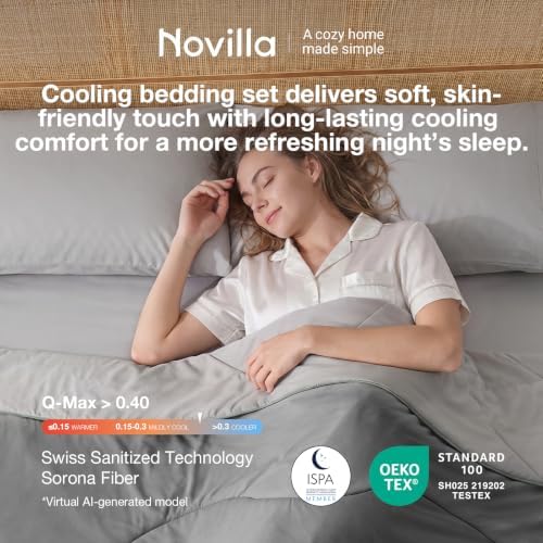 Novilla Cooling Comforter Set for Hot Sleepers King Cooling Sheet, 5Pcs