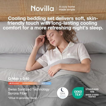 Novilla Cooling Comforter Set for Hot Sleepers King Cooling Sheet, 5Pcs