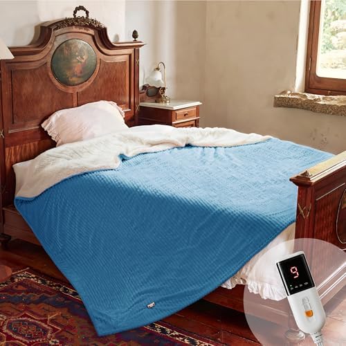 Texciting Heated Blanket Queen Size,Electric Blanket,ETL Certified,Blue