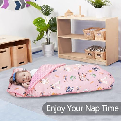 Primlect Toddler Nap Mat with Pillow, Thickened Extra Large Sleeping Bag