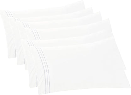 Elegant Comfort 6-PACK Solid Pillowcases 1500 Premium Hotel Quality Microfiber - Smooth Weave, Wrinkle and Stain Resistant, Easy Slip-On, 6-Piece Set, King Pillowcase, White