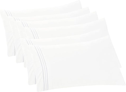 Elegant Comfort 6-PACK Solid Pillowcases 1500 Premium Hotel Quality Microfiber - Smooth Weave, Wrinkle and Stain Resistant, Easy Slip-On, 6-Piece Set, King Pillowcase, White