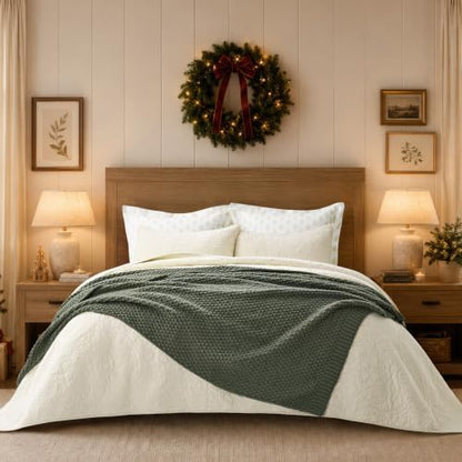 EVERGRACEHOME Chunky Chenille Knit Throw Blanket, 60 x 80, Pine Green