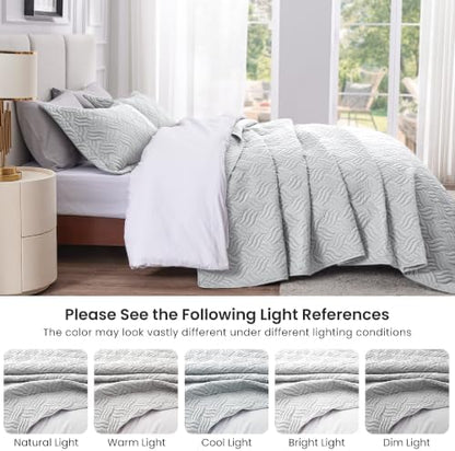Love's cabin California King Quilt, Soft Bedspread Comforter, Light Grey