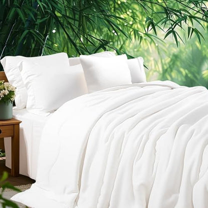 NEXHOME PRO 100% Viscose Derived from Bamboo Comforter Twin Size - Cooling & Moisture-Wicking Bedding - All Season Lightweight Design - Natural Organic Twin Duvet Insert