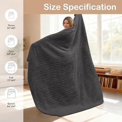 Electric Heated Blanket Queen Size 84"×90" Dual Control, 9 Heating Settings & 1-10Hs Auto Off, Overheat Protect, Double-Sided Sherpa, for Sofa & Bed, Machine Washable Gifts for Family- Dark Gray