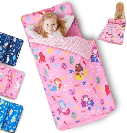 Primlect Toddler Nap Mat with Pillow, Roll Up Extra Large Sleeping Bag