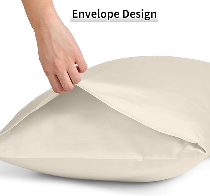 Warmstar Cotton Pillow Cases Queen Size Set of 2, 600 Thread Count Pillowcases 20x30 Inches, Soft Long Staple Cotton Pillowcases Breathable with Envelope Closure,Ivory White