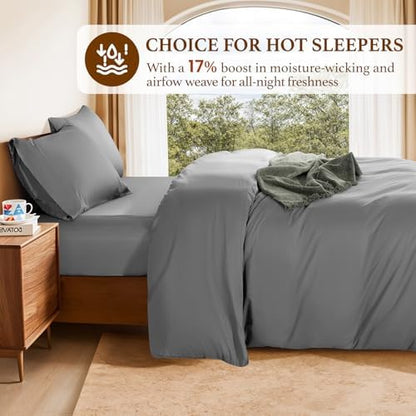 DEITAS 100% Cotton King Duvet Covers 3 Piece,1200 Thread Count，Grey