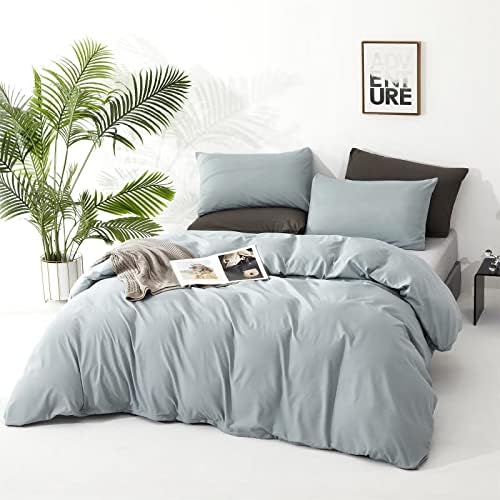 Houseri Light Blue Comforter Set - Soft, Breathable Twin Size for Boys & Girls - Dusty Blue Bedding with Greyish Blue Comforter & Quilts