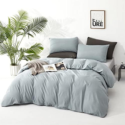 Houseri Light Blue Comforter Set - Soft, Breathable Twin Size for Boys & Girls - Dusty Blue Bedding with Greyish Blue Comforter & Quilts