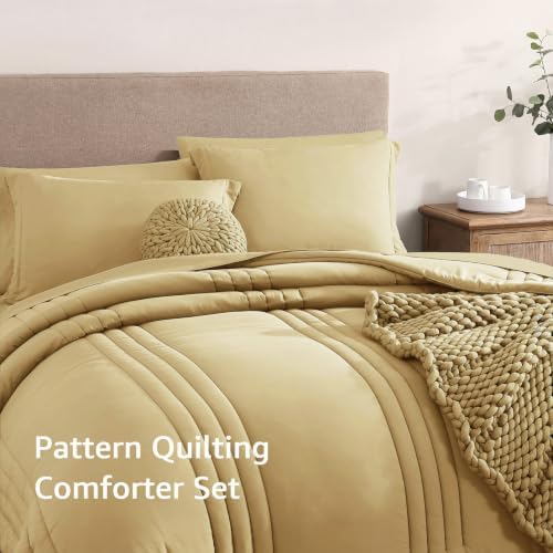 Monbix King Size Comforter Set-7 Pieces Soft Bed in a Bag King Bedding Sets