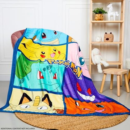 Pokemon Soft Fleece Bed Blanket, Warm Bed Throw 51 x 59 inches for Sofa Bedroom Accessories, Anime Gifts for Kids Teens