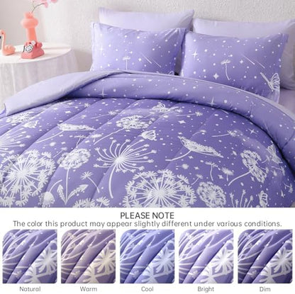 Dinjoy Girls Comforter Set 5 Pieces, Twin Size Colorful Ombre Rainbow Bedding Set, Bed in A Bag for Kid Teen Girls (1 Comforter, 1 Flat Sheet, 1 Fitted Sheet, 1 Pillow Shams, 1 Pillowcases)