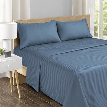 Feather & Stitch 100% Cotton Sateen 500 TC King Size Bed Sheet Set
