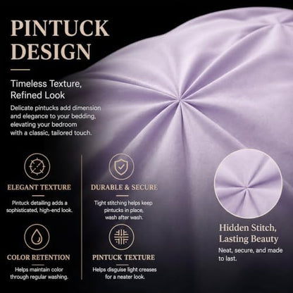 CozyLux Twin XL Comforter Set Lavender, 5 Pieces Pintuck Bed in a Bag