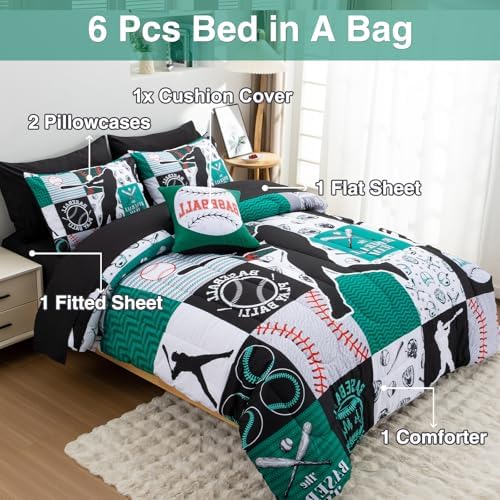 A Nice Night Sports Baseball Bedding Boys Comforter Sets Twin,Green